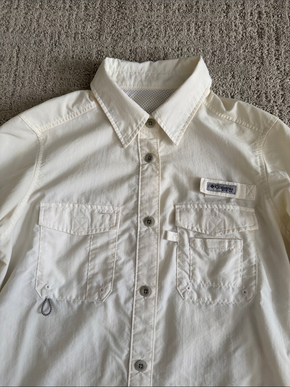 Columbia Women's Off-White PFG Long Sleeve Outdoor Button Shirt | Size S - Picture 6 of 11